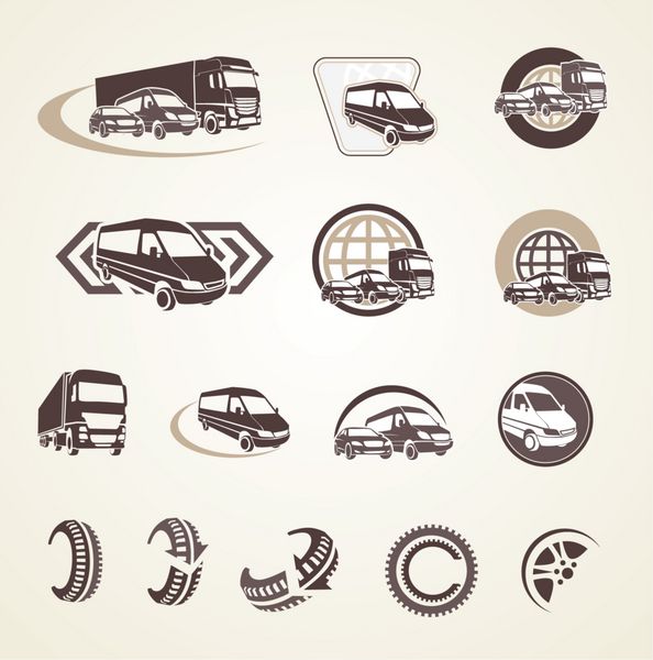 مجموعه ای از نمادهای حمل و نقل قدیمی