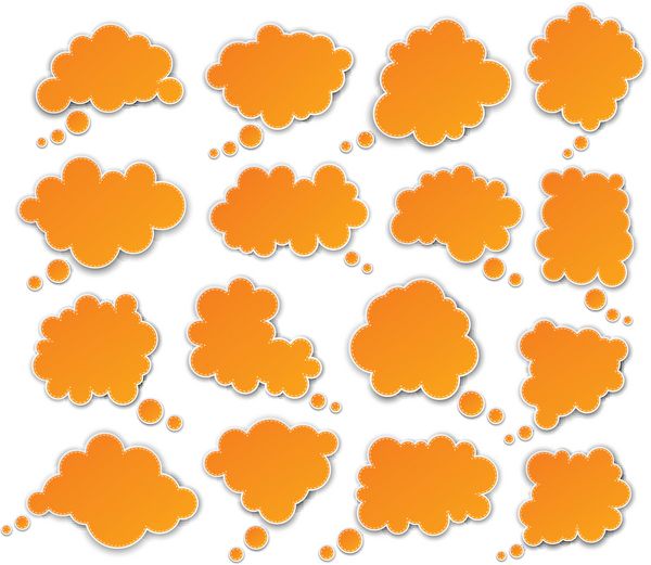 مجموعه ای از ابرهای کاغذی نارنجی