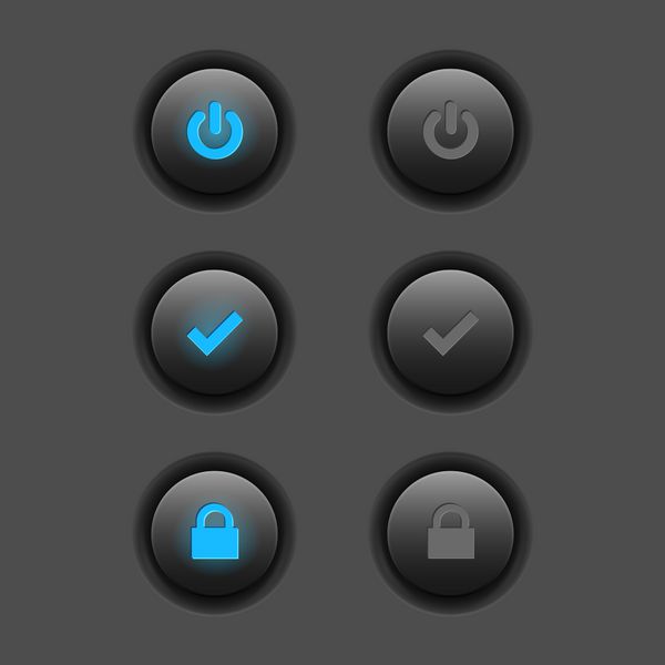 مجموعه ای از دکمه های وب مدرن - پاور چک قفل دو موقعیت