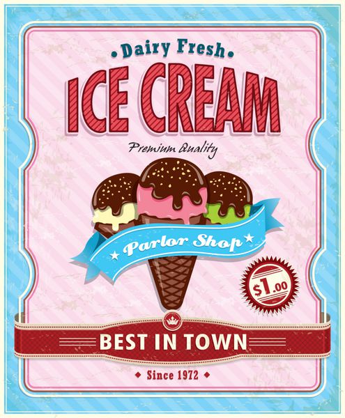 طراحی پوستر بستنی قدیمی