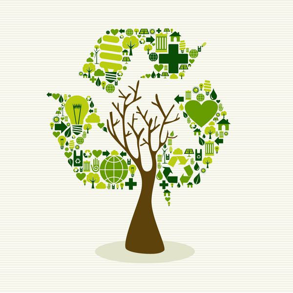 درخت مفهوم نماد بازیافت سبز