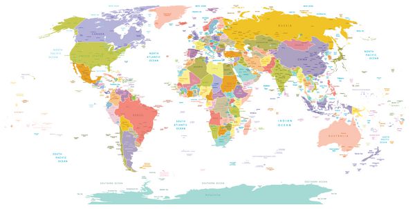 نقشه جهان با جزئیات بالا لایه های استفاده شده است