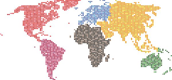 نقشه دنیای دیجیتال رنگی