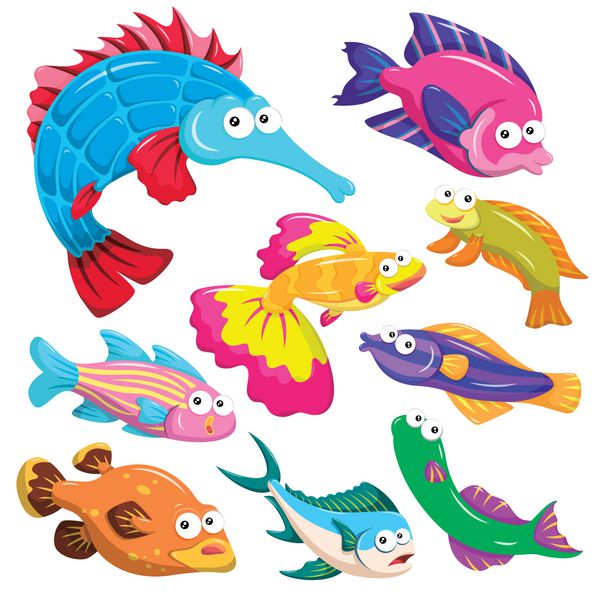مجموعه تصویرسازی حیوانات دریایی کارتونی