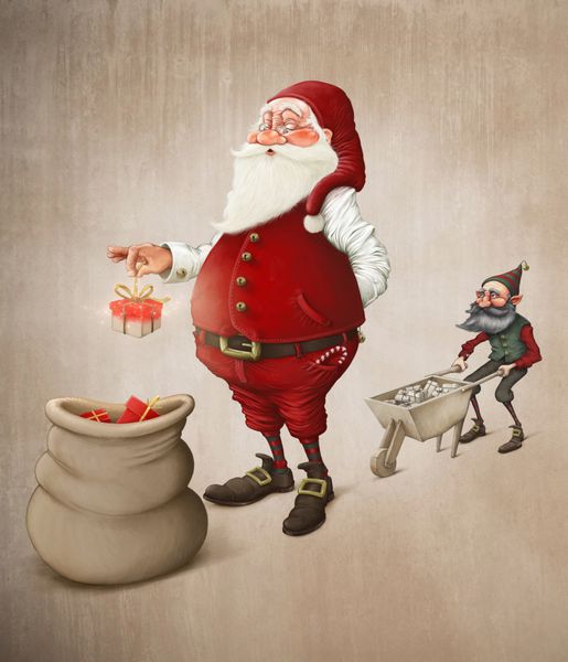 بابا نوئل هدایایی را آماده می کند