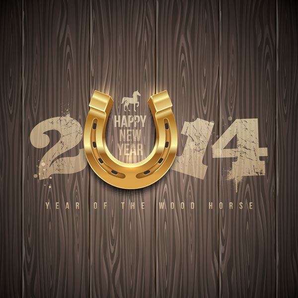 سال جدید 2014 - طراحی تعطیلات با نعل اسب طلایی