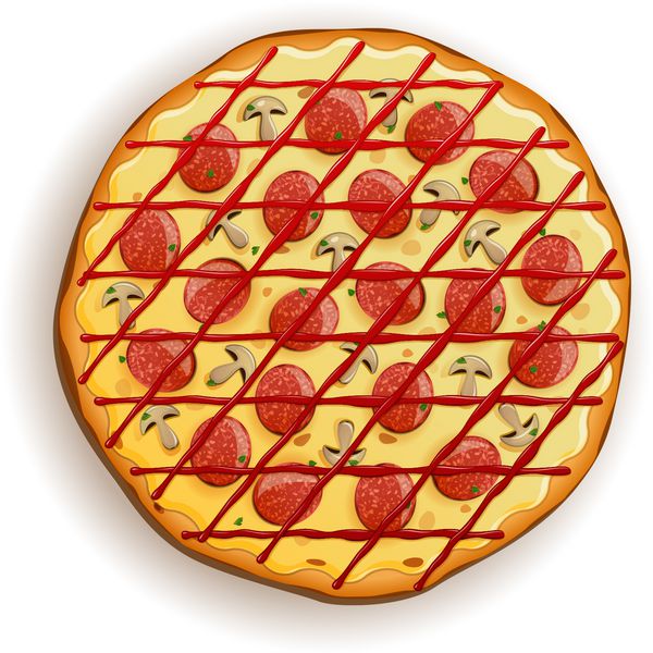 پیتزا ایتالیایی با پپرونی و قارچ