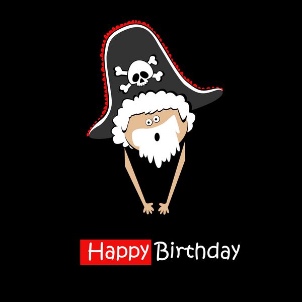 تولدت مبارک لبخند دزد دریایی در پس زمینه سیاه