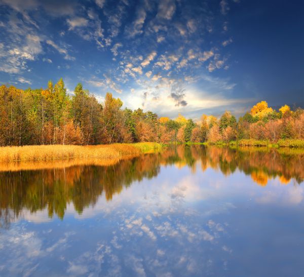 صحنه پاییز در دریاچه
