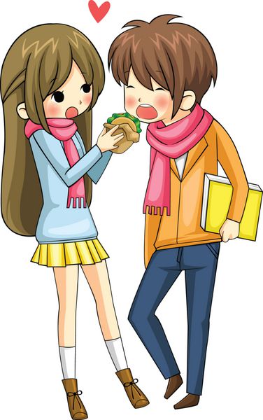 دختر ناز به او همبرگر می دهد