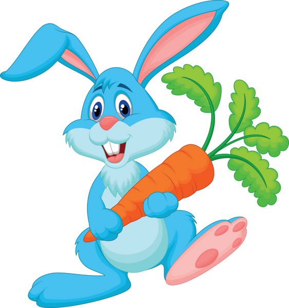 خرگوش خوشحال که هویج در دست دارد