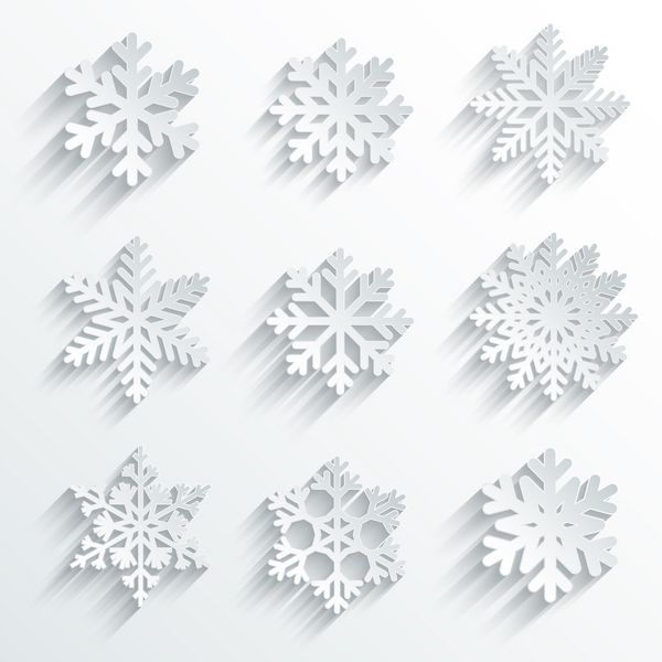 مجموعه آیکون وکتور شکل دانه های برف طراحی خلاقانه برفی
