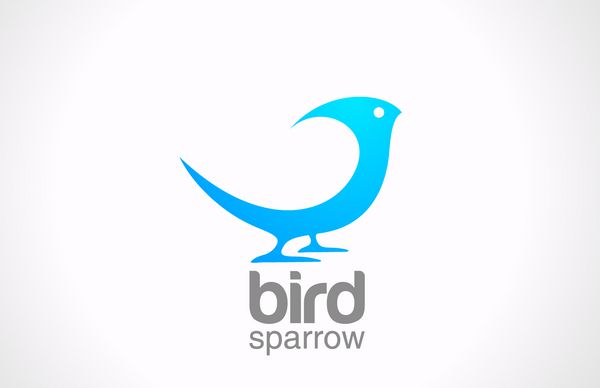 طراحی آیکون انتزاعی پرنده لوگو گنجشک یا کبوتر نشسته