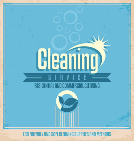 طراحی پوستر قدیمی برای خدمات نظافتی