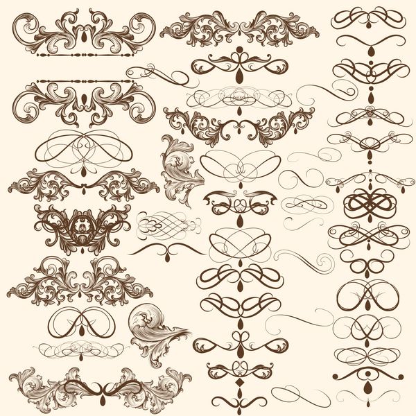مجموعه ای از عناصر وکتور تزئینی خوشنویسی قدیمی برای طراحی