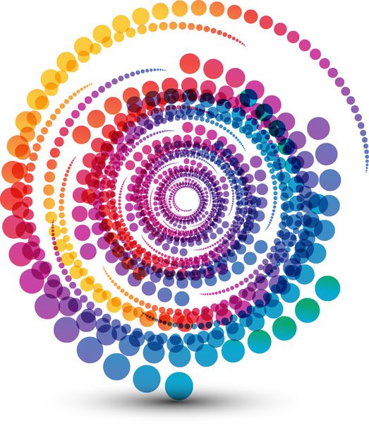 تصویر چرخشی انتزاعی با نقاط رنگارنگ