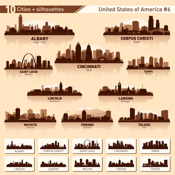 مجموعه افق شهر 10 سیلوئت شهر ایالات متحده آمریکا شماره 6