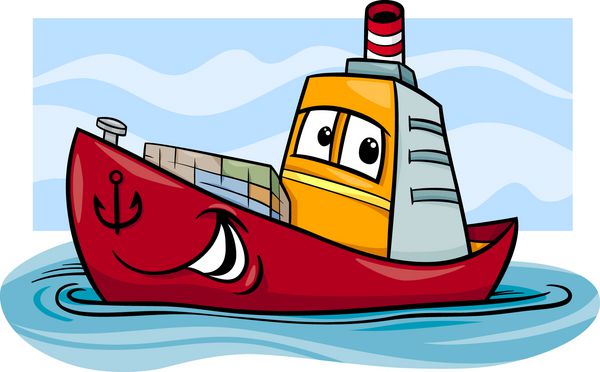 تصویر کارتونی کشتی کانتینری