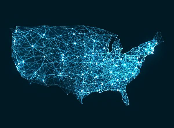 نقشه شبکه مخابراتی انتزاعی - ایالات متحده آمریکا