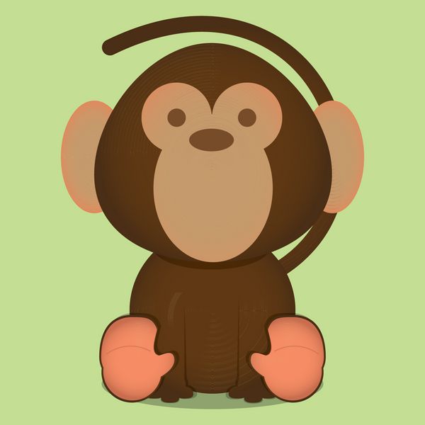 وکتور کارتونی میمون کوچولوی ناز نشسته جدا