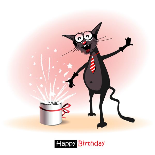 تولدت مبارک گربه لبخند کارتونی جادوگر زیبا