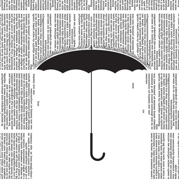 وکتور شبح چتر با بارانی از ستون های روزنامه تمام متن در صفحه روزنامه قابل خواندن نیست