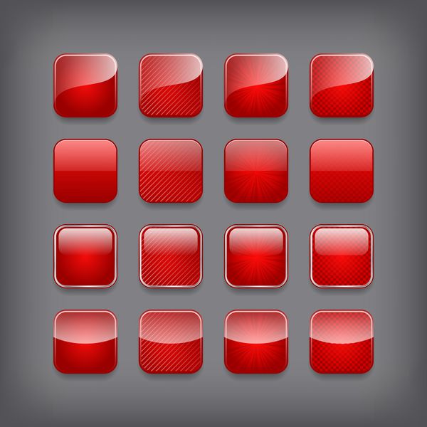مجموعه ای از دکمه های قرمز خالی برای طراحی یا برنامه شما