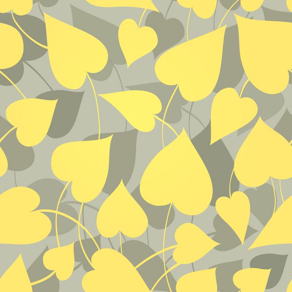 کاغذ دیواری گلدار برگ های زرد در پس زمینه خاکستری