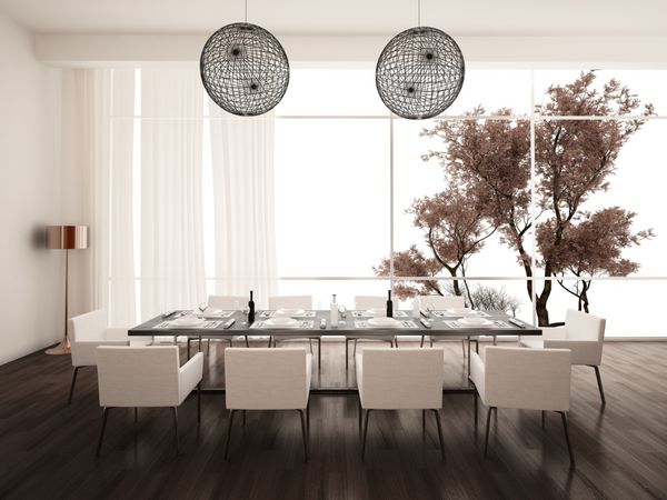 طراحی مدرن اتاق غذاخوری سفید معماری داخلی