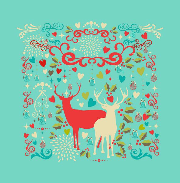 کریسمس مبارک گوزن شمالی شکل و ترکیب عناصر را دوست دارد فایل وکتور به صورت لایه لایه برای ویرایش آسان سازماندهی شده است