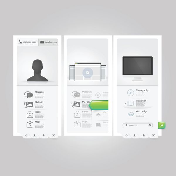 عناصر رابط کاربری قالب webste نمونه کارها کارت مجازی شخصی با نمادها
