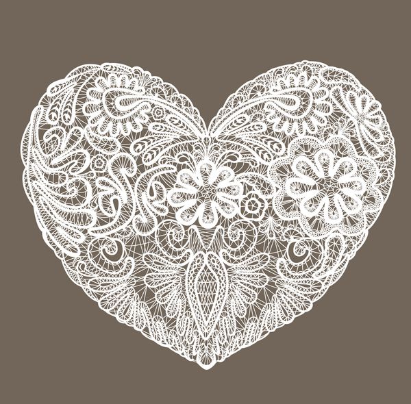 مجموعه ای از شکل قلب با زیور آلات گلدار طراحی شده با دست مفهوم عشق برای روز یا طراحی عروسی