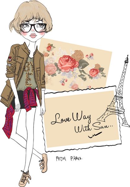 تصویرسازی دختر با پاریس