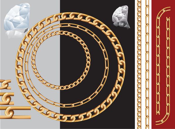 زنجیر طلا و الماس وکتور شامل برس های الگوی زنجیره ای است