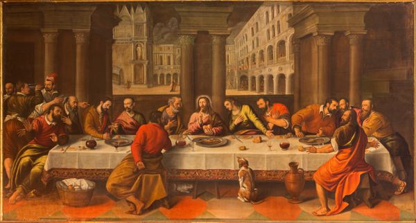ونیز ایتالیا - 13 مارس 2014 آخرین شام مسیح ultima cena توسط cesare conegliano 1583 در کلیسای chiesa dei santi xii apostoli