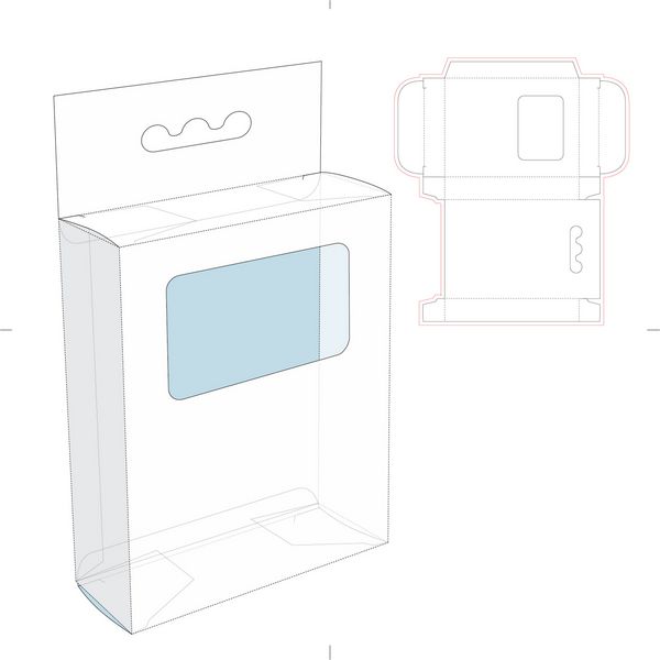 جعبه با سوراخ های آویز قفسه و طرح بندی قالب