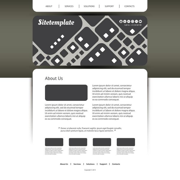 قالب وب سایت با طراحی سربرگ انتزاعی - الگوی مربع