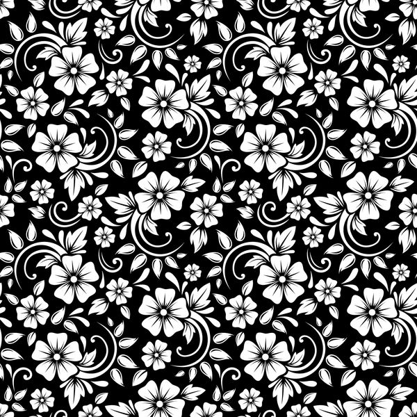 الگوی گل سفید بدون درز پرنعمت روی پس زمینه سیاه وکتور