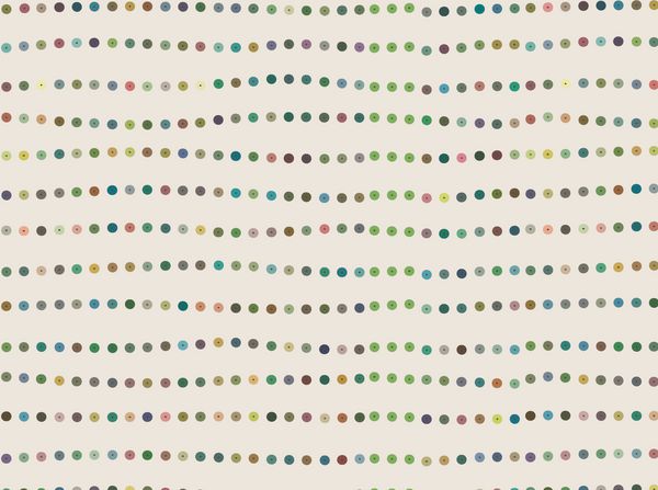 طرح نقطه‌های پولکا با دایره‌های رنگارنگ در ردیف‌هایی در پس‌زمینه پاستلی