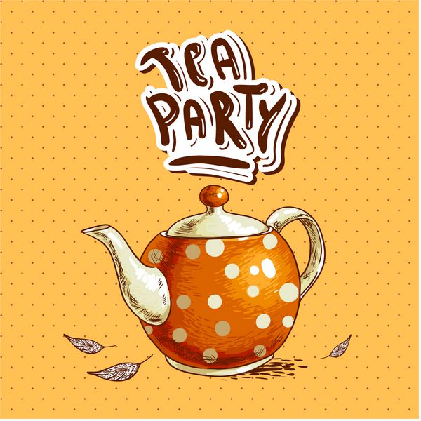 کارت دعوت مهمانی چای با فنجان و قابلمه