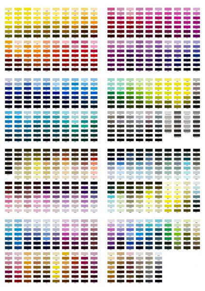 تصویر مرجع رنگ برای همه سایه ها از 100 تا 7547