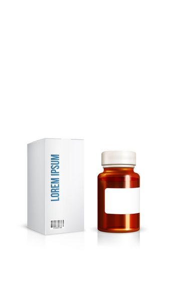 جعبه بسته بندی و بطری داروها ویتامین ها و غیره وکتور الگو