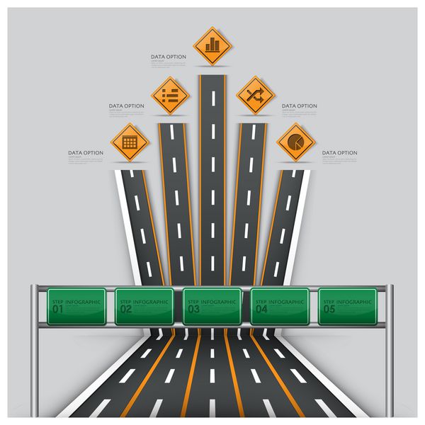 الگوی طراحی اینفوگرافیک سفر تجاری علامت ترافیک جاده و خیابان