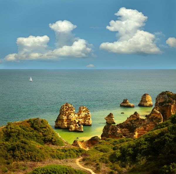 منظره با s دریا و ابرها لاگوس پرتغال