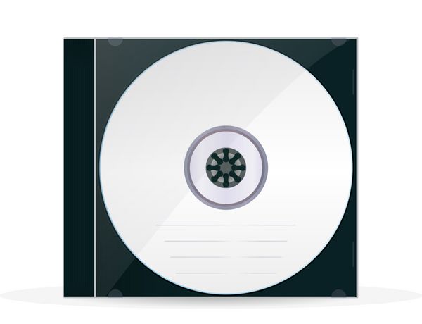 دیسک با جعبه سی دی جدا شده در زمینه سفید نسخه شطرنجی