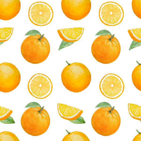 الگوی بدون درز وکتور آبرنگ میوه نارنجی