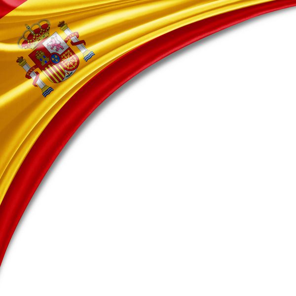 پرچم ابریشم اسپانیا با کپی برای متن یا تصاویر شما و پس زمینه سفید