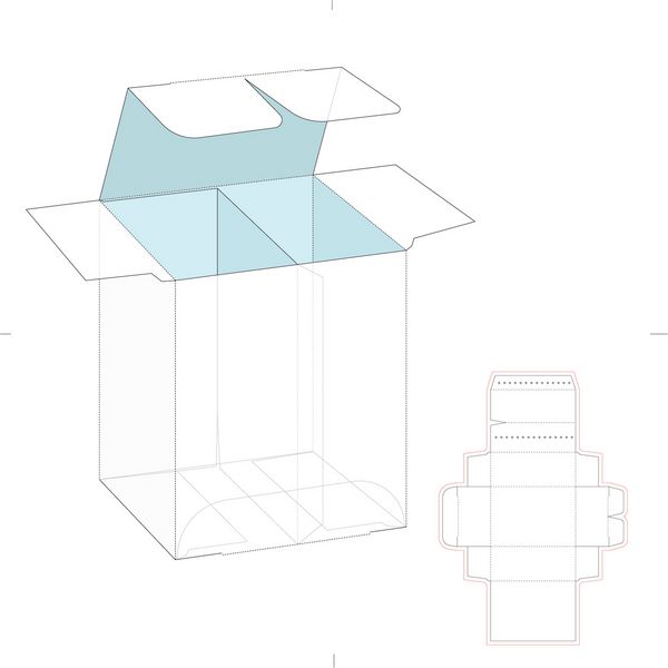 جعبه با ظرف تقسیم کننده و قالب خط قالب