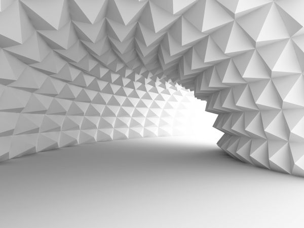 تونل معماری انتزاعی با پس زمینه روشن تصویر رندر سه بعدی