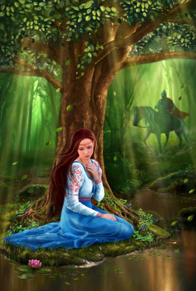 دوشیزه و شاهزاده اسرارآمیز افسانه در جنگل